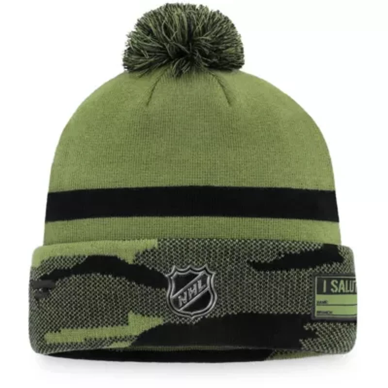 NHL Fanatics New York Rangers Military Appreciation Cuffed Knit Hat with Pom