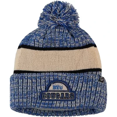 NCAA Royal/Cream BYU Cougars Brighton Cuffed Knit Hat with Pom