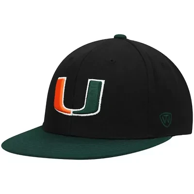 Miami (FL) Hurricanes NCAA Black/Green Team Color Two-Tone Fitted Hat