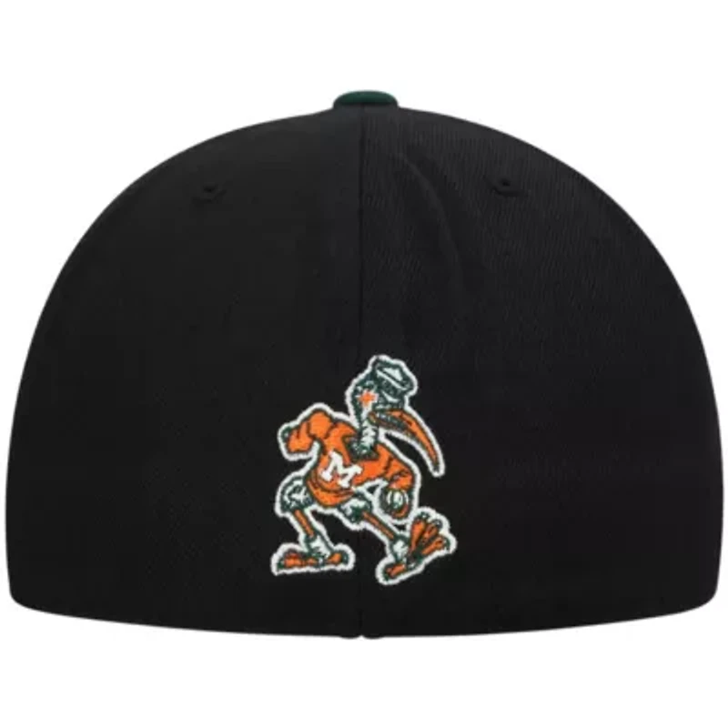 Miami (FL) Hurricanes NCAA Black/Green Team Color Two-Tone Fitted Hat