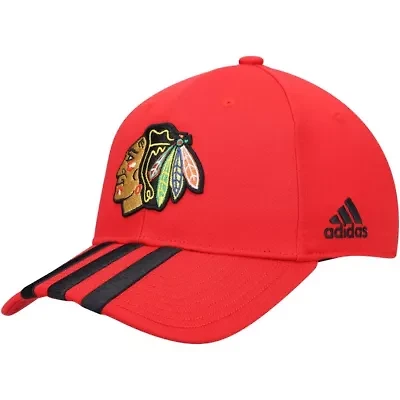 NHL Chicago Blackhawks Locker Room Three Stripe Adjustable Hat