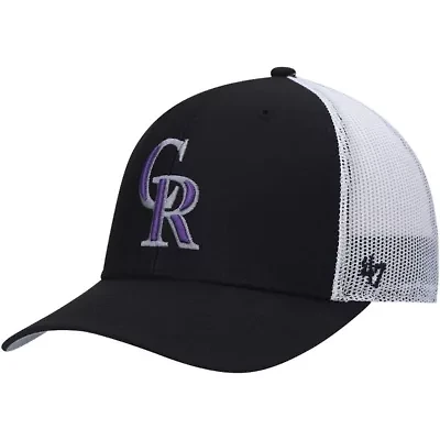 MLB Black/White Colorado Rockies Primary Logo Trucker Snapback Hat