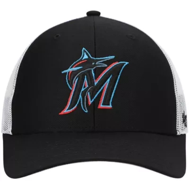 MLB Black/White Miami Marlins Primary Logo Trucker Snapback Hat