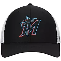 MLB Black/White Miami Marlins Primary Logo Trucker Snapback Hat