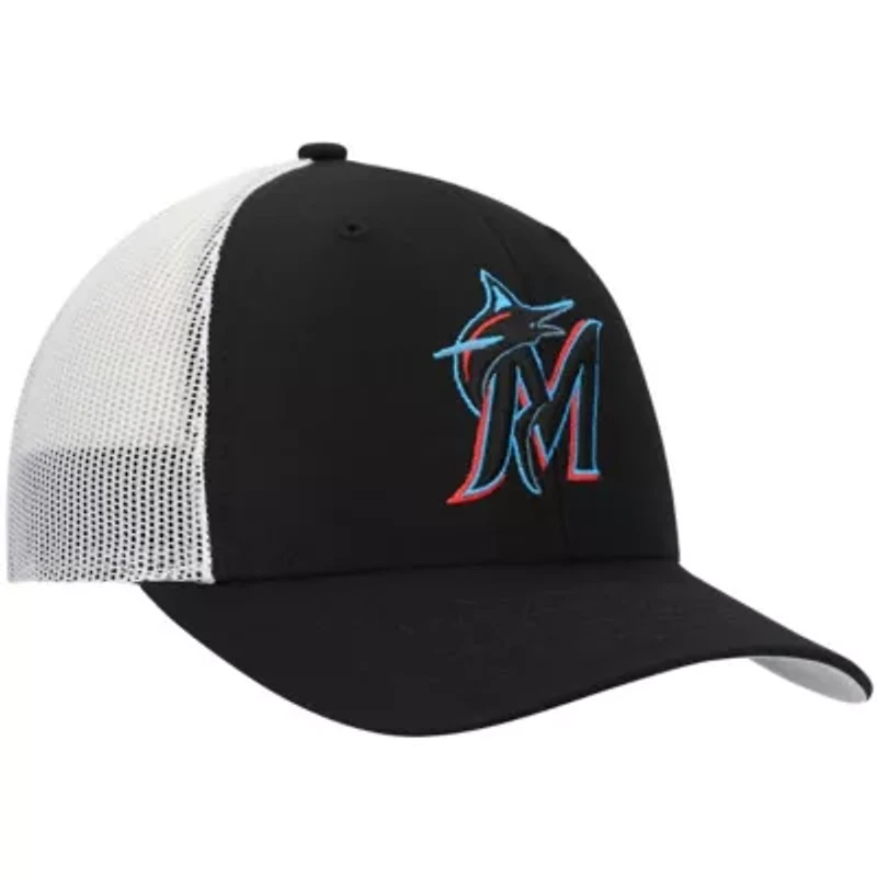 MLB Black/White Miami Marlins Primary Logo Trucker Snapback Hat