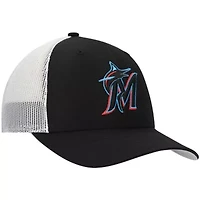 MLB Black/White Miami Marlins Primary Logo Trucker Snapback Hat