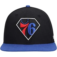 NBA Black/Royal Philadelphia 76ers 75th Anniversary Carat Captain Snapback Hat