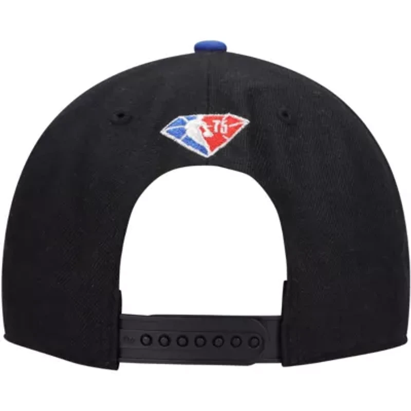 NBA Black/Royal Philadelphia 76ers 75th Anniversary Carat Captain Snapback Hat