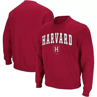 Harvard Crimson NCAA Team Arch & Logo Tackle Twill Pullover Sweatshirt