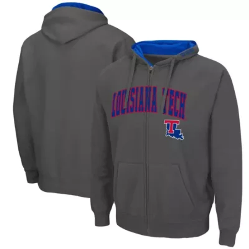 NCAA Louisiana Tech Bulldogs Arch & Logo 3.0 Full-Zip Hoodie