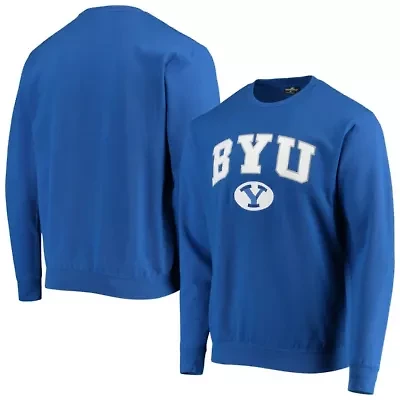 NCAA BYU Cougars Team Arch & Logo Tackle Twill Pullover Sweatshirt