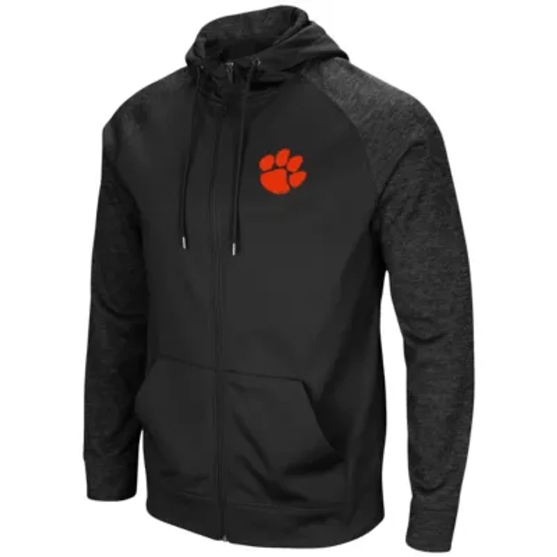 NCAA Clemson Tigers Blackout 3.0 Tonal Raglan Full-Zip Hoodie