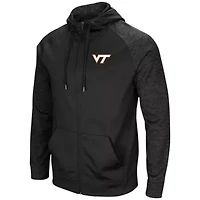 NCAA Virginia Tech Hokies Blackout 3.0 Tonal Raglan Full-Zip Hoodie
