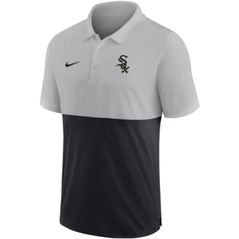 Chicago White Sox MLB Nike Silver/Black Team Baseline Striped Performance Polo