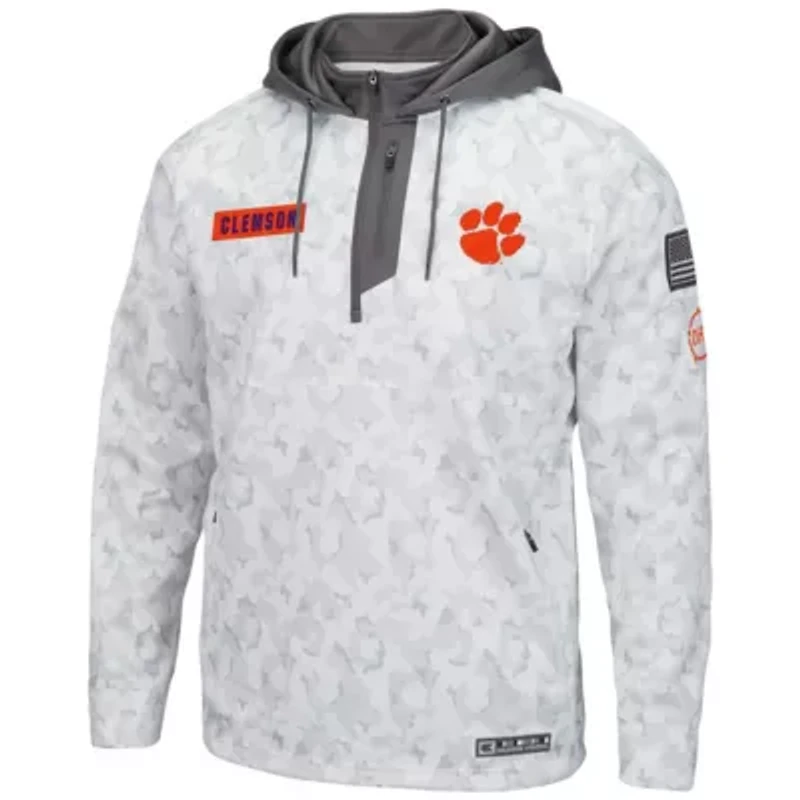 NCAA Arctic Clemson Tigers OHT Military Appreciation Quarter-Zip Hoodie