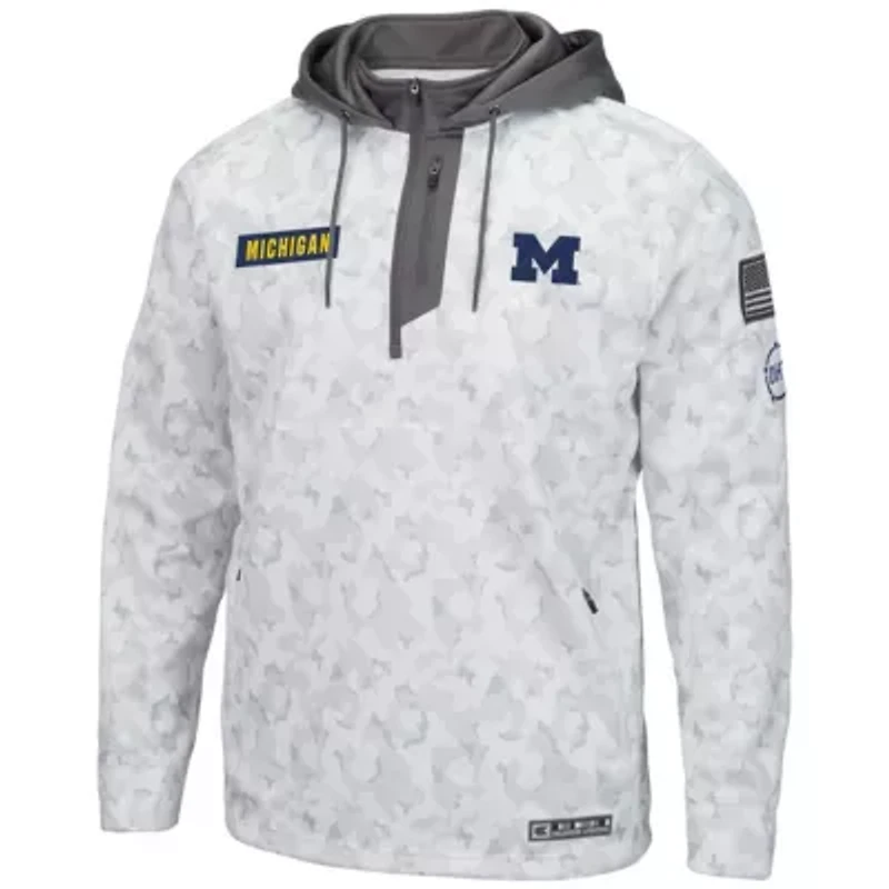 NCAA Arctic Michigan Wolverines OHT Military Appreciation Quarter-Zip Hoodie