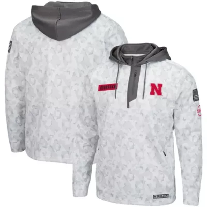 NCAA Arctic Nebraska Huskers OHT Military Appreciation Quarter-Zip Hoodie