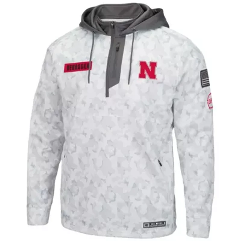 NCAA Arctic Nebraska Huskers OHT Military Appreciation Quarter-Zip Hoodie