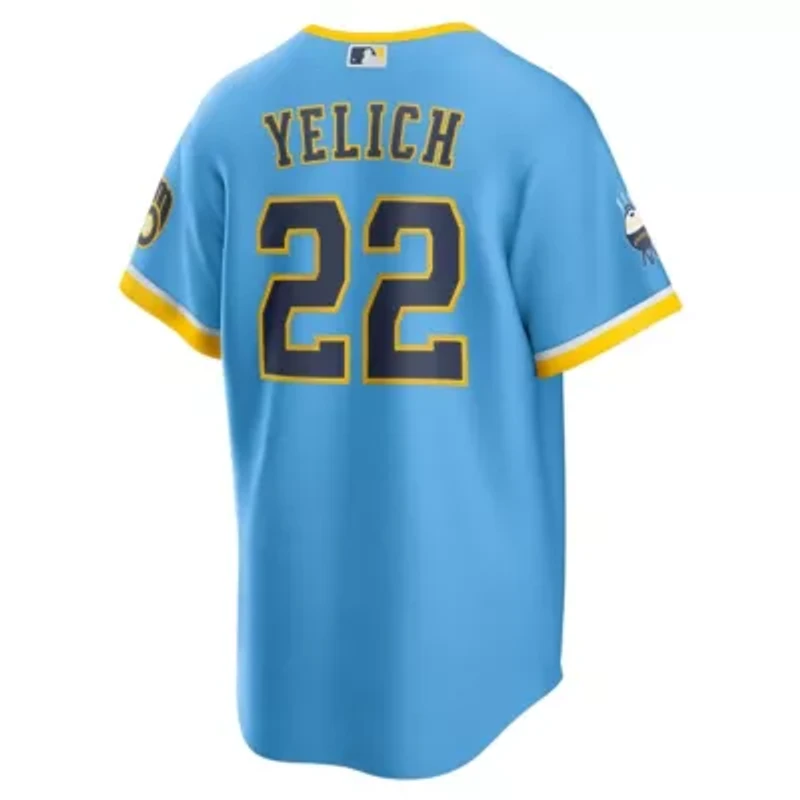 MLB Nike Christian Yelich Powder Milwaukee Brewers City Connect Replica Player Jersey