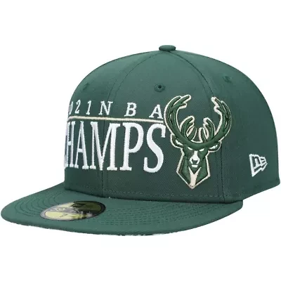 NBA Hunter Milwaukee Bucks 2021 Champs Retro Pop Undervisor 59FIFTY Fitted Hat