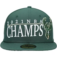 NBA Hunter Milwaukee Bucks 2021 Champs Retro Pop Undervisor 59FIFTY Fitted Hat