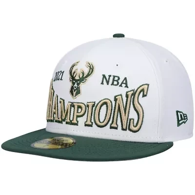 NBA White/Hunter Milwaukee Bucks Arch Champs 59FIFTY Fitted Hat