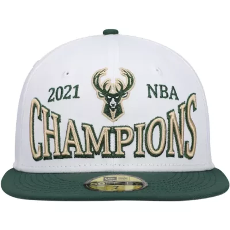 NBA White/Hunter Milwaukee Bucks Arch Champs 59FIFTY Fitted Hat