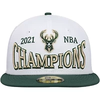 NBA White/Hunter Milwaukee Bucks Arch Champs 59FIFTY Fitted Hat