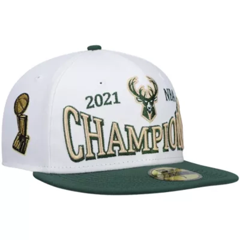 NBA White/Hunter Milwaukee Bucks Arch Champs 59FIFTY Fitted Hat
