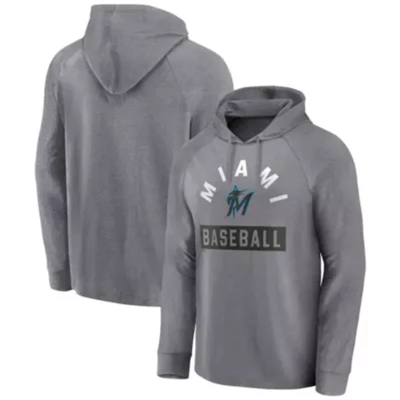 MLB Fanatics Miami Marlins No Time Off Raglan Pullover Hoodie
