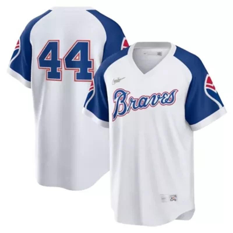 MLB Nike Hank Aaron Atlanta Braves Home Cooperstown Collection Player Jersey
