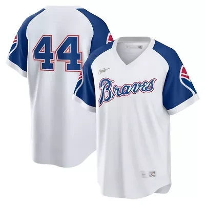 MLB Nike Hank Aaron Atlanta Braves Home Cooperstown Collection Player Jersey