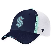 NHL Fanatics Navy/White Seattle Kraken 2022 NHL Draft Authentic Pro On Stage Trucker Adjustable Hat