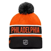 NHL Fanatics Black/Orange Philadelphia Flyers Authentic Pro Rink Cuffed Knit Hat with Pom