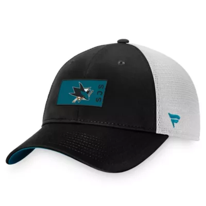NHL Fanatics Black/White San Jose Sharks Authentic Pro Rink Trucker Snapback Hat