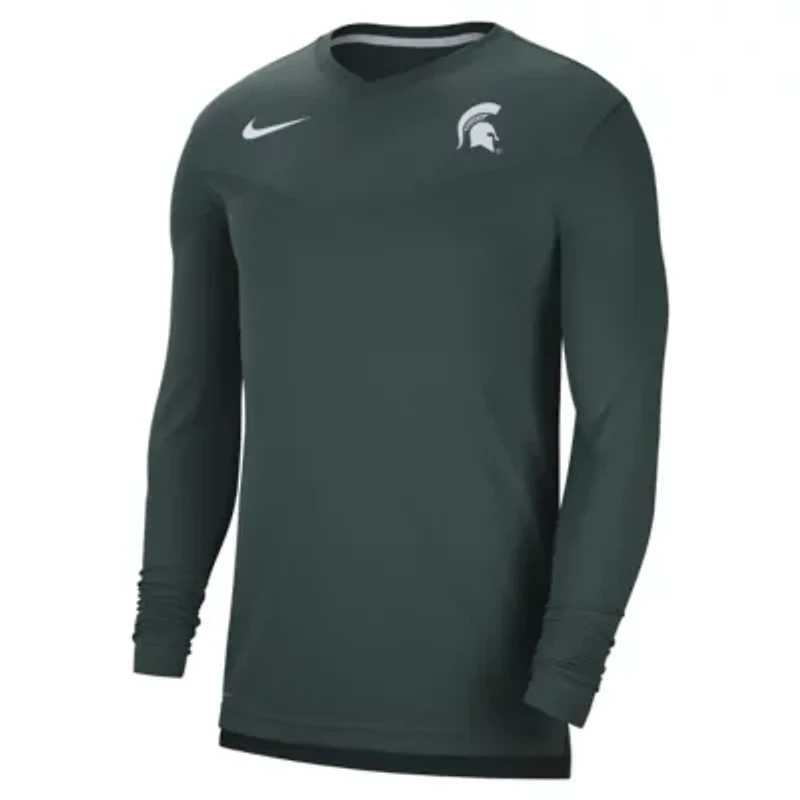 NCAA Nike Michigan State Spartans 2022 Coach Performance Long Sleeve V-Neck T-Shirt