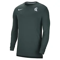 NCAA Nike Michigan State Spartans 2022 Coach Performance Long Sleeve V-Neck T-Shirt