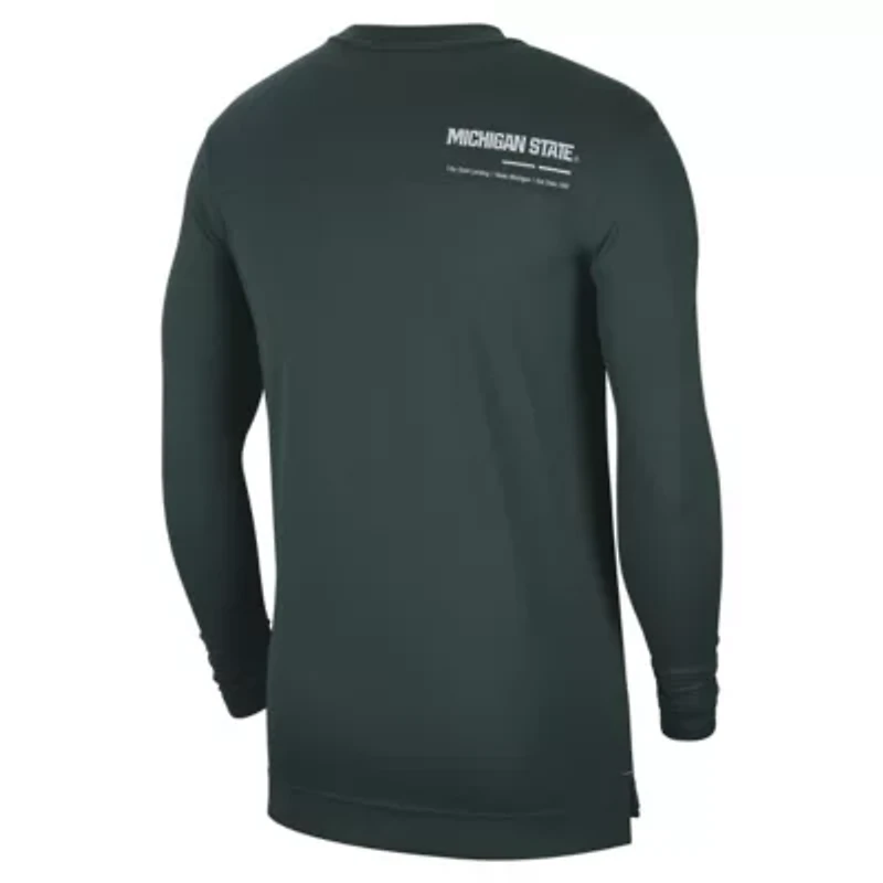 NCAA Nike Michigan State Spartans 2022 Coach Performance Long Sleeve V-Neck T-Shirt