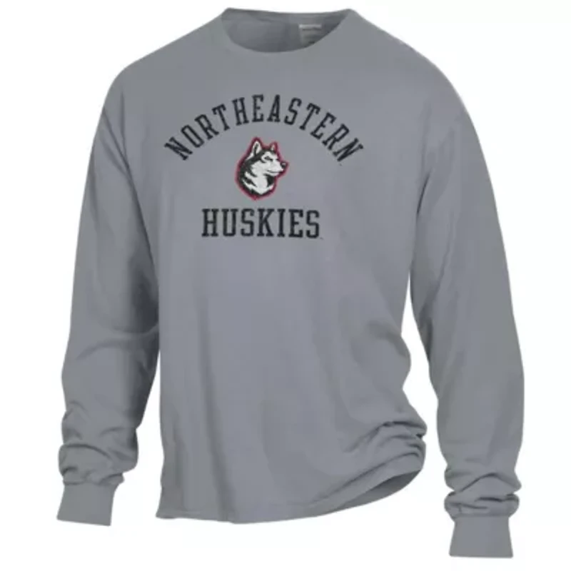 NCAA Northeastern Huskies Arch Logo Garment Dyed Long Sleeve T-Shirt