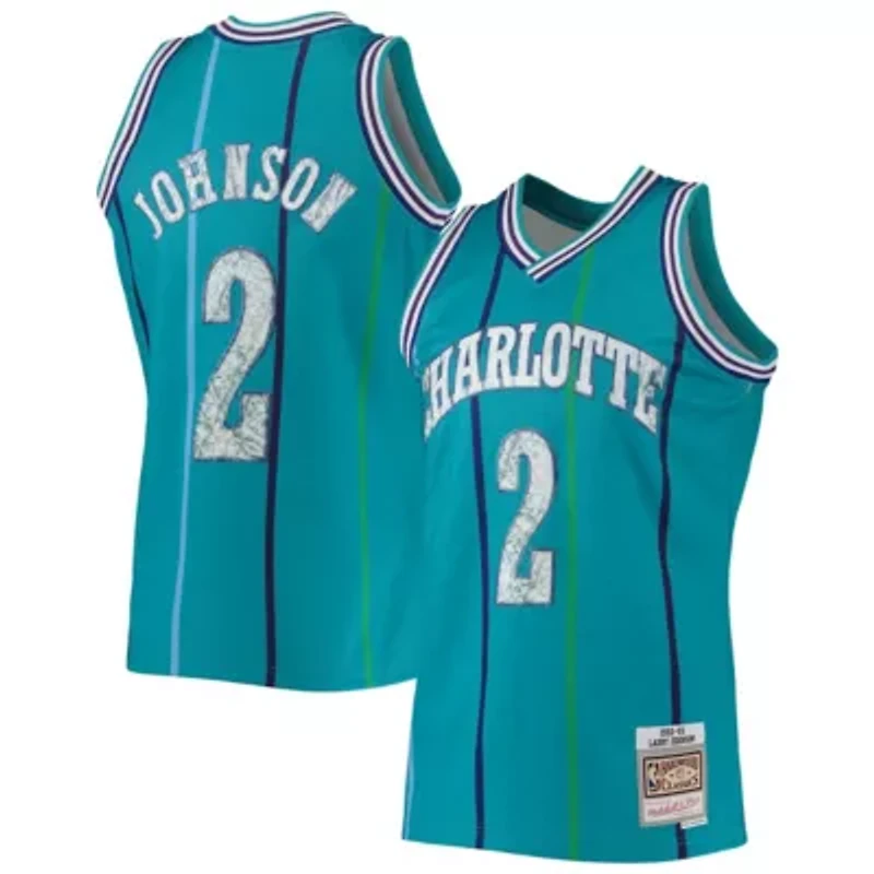 NBA Larry Johnson Charlotte Hornets 1996/97 Hardwood Classics 75th Anniversary Diamond Swingman Jersey
