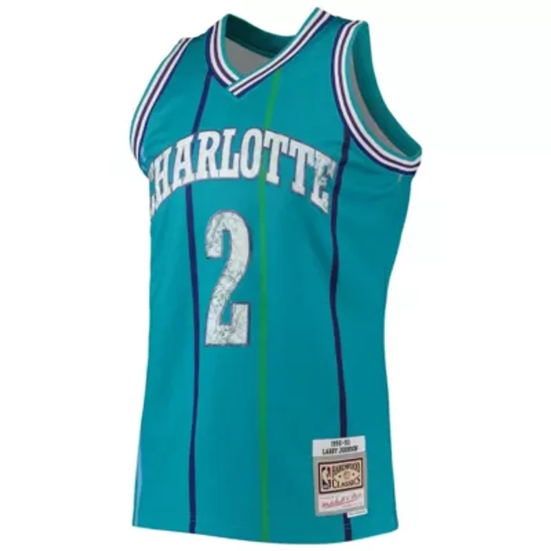 NBA Larry Johnson Charlotte Hornets 1996/97 Hardwood Classics 75th Anniversary Diamond Swingman Jersey