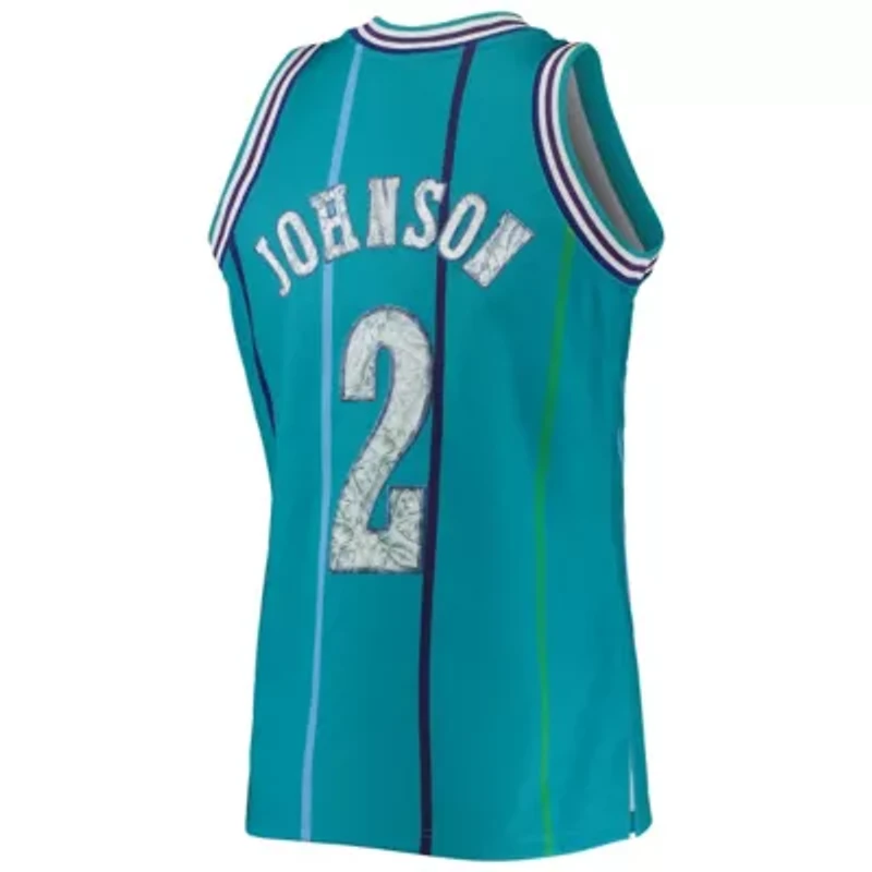 NBA Larry Johnson Charlotte Hornets 1996/97 Hardwood Classics 75th Anniversary Diamond Swingman Jersey