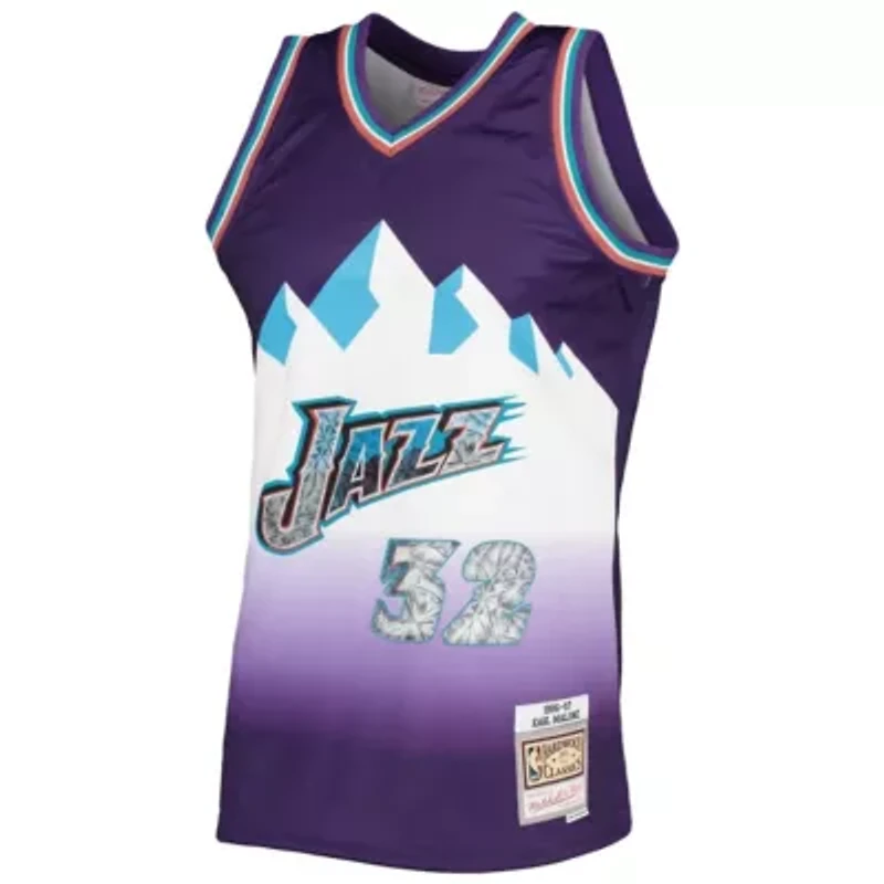 NBA Karl Malone Utah Jazz 1996/97 Hardwood Classics 75th Anniversary Diamond Swingman Jersey