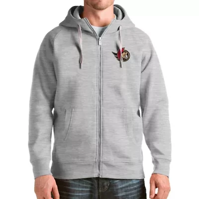 NHL Heathered Ottawa Senators Logo Victory Full-Zip Hoodie