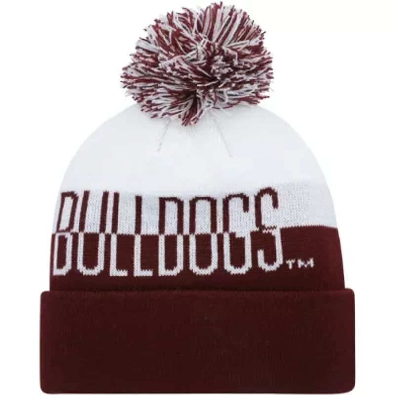 NCAA Maroon/White Mississippi State Bulldogs Colorblock Cuffed Knit Hat with Pom