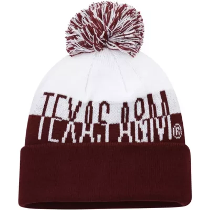 NCAA Maroon/White Texas A&M Aggies Colorblock Cuffed Knit Hat with Pom