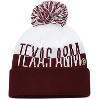 NCAA Maroon/White Texas A&M Aggies Colorblock Cuffed Knit Hat with Pom