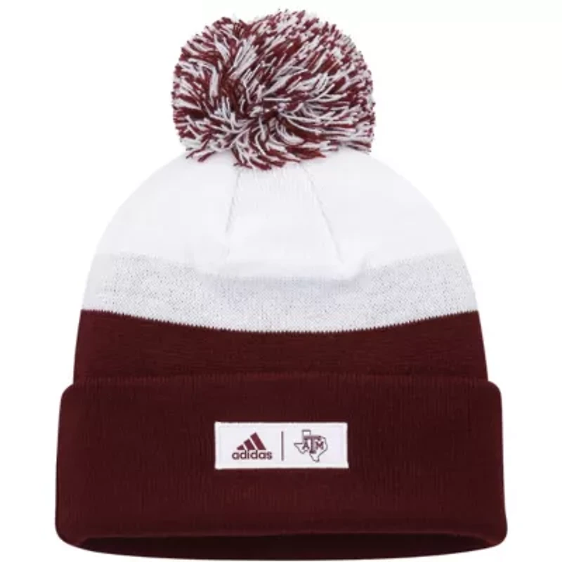 NCAA Maroon/White Texas A&M Aggies Colorblock Cuffed Knit Hat with Pom