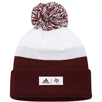 NCAA Maroon/White Texas A&M Aggies Colorblock Cuffed Knit Hat with Pom