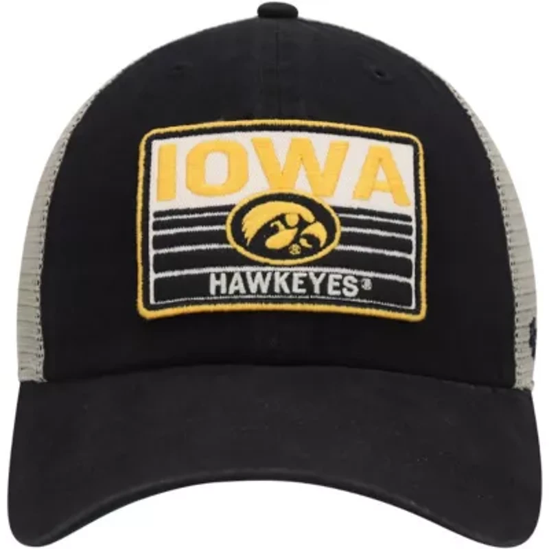 NCAA Black/Natural Iowa Hawkeyes Four Stroke Clean Up Trucker Snapback Hat